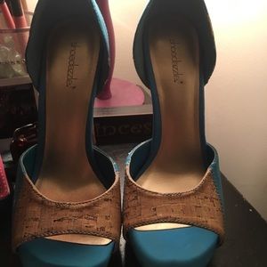 Blue and tan heels